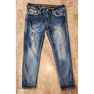 Womens Rock Revival Staceya Skinny Jeans Factory Distressed Size 32 x 28